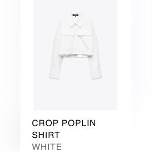 Zara Cropped Poplin Shirt White Size S